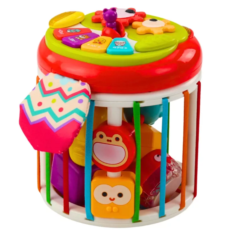LEAN TOYS Zylinder Sensorikwürfel Interaktiver Formsortierer mit Licht und Sound - Mehrfarbig (22659)