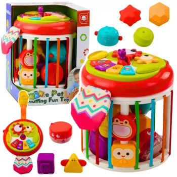 LEAN TOYS Zylinder Sensorikwürfel Interaktiver Formsortierer mit Licht und Sound - Mehrfarbig (22659)