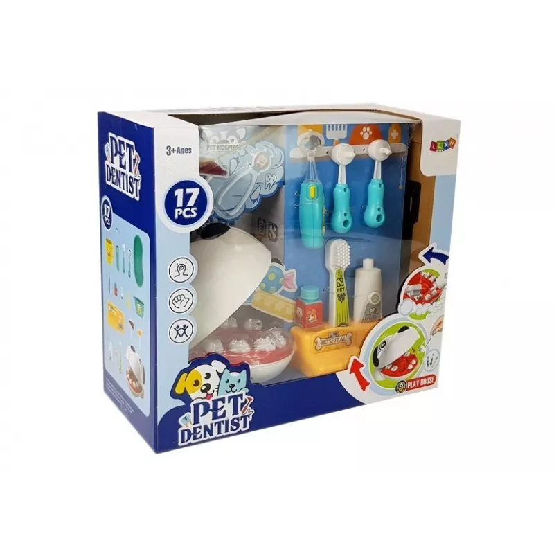 LEAN TOYS Zahnarzt-Set für Hunde, kleiner Arztkoffer. Zahnbürste. Gedrückte Zahnpasta.