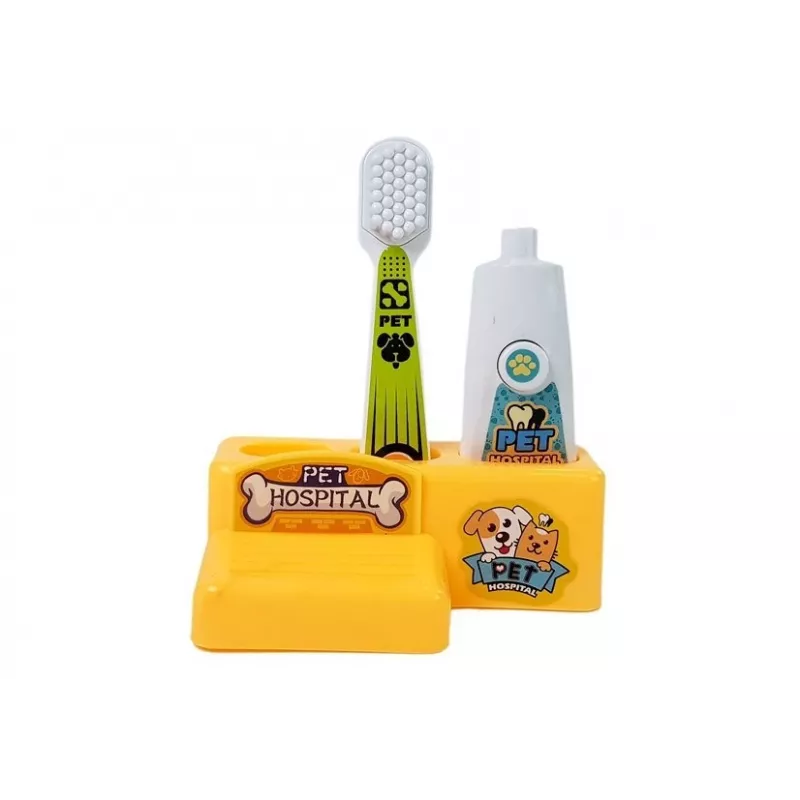 LEAN TOYS Zahnarzt-Set für Hunde, kleiner Arztkoffer. Zahnbürste. Gedrückte Zahnpasta.