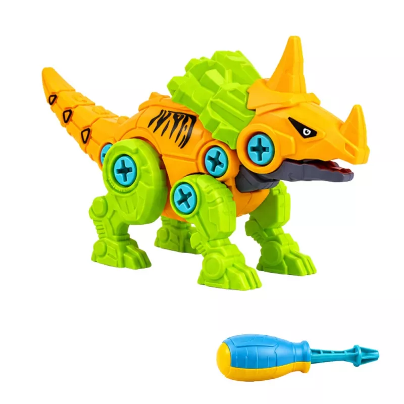 LEAN TOYS Dinosaurier Bauklötze Schraubset mit Schraubendreher 4-in-1