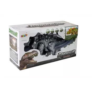 LEAN TOYS Dinosaurier auf Batterie Triceratops Grau