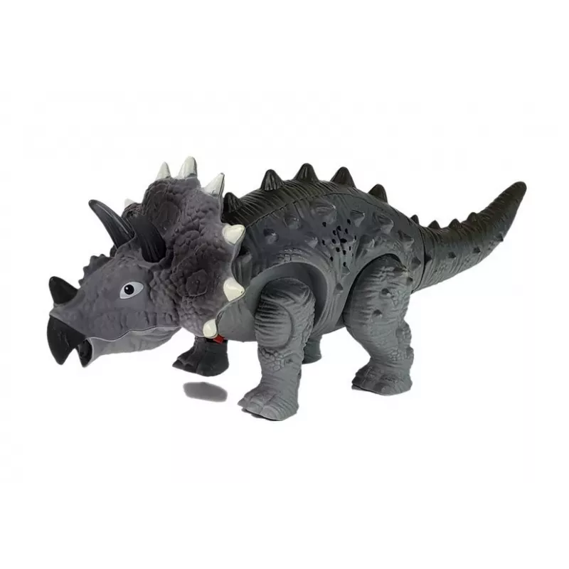 LEAN TOYS Dinosaurier auf Batterie Triceratops Grau