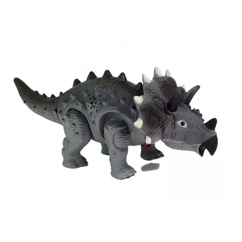 LEAN TOYS Dinosaurier auf Batterie Triceratops Grau