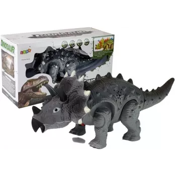 LEAN TOYS Dinosaurier auf Batterie Triceratops Grau