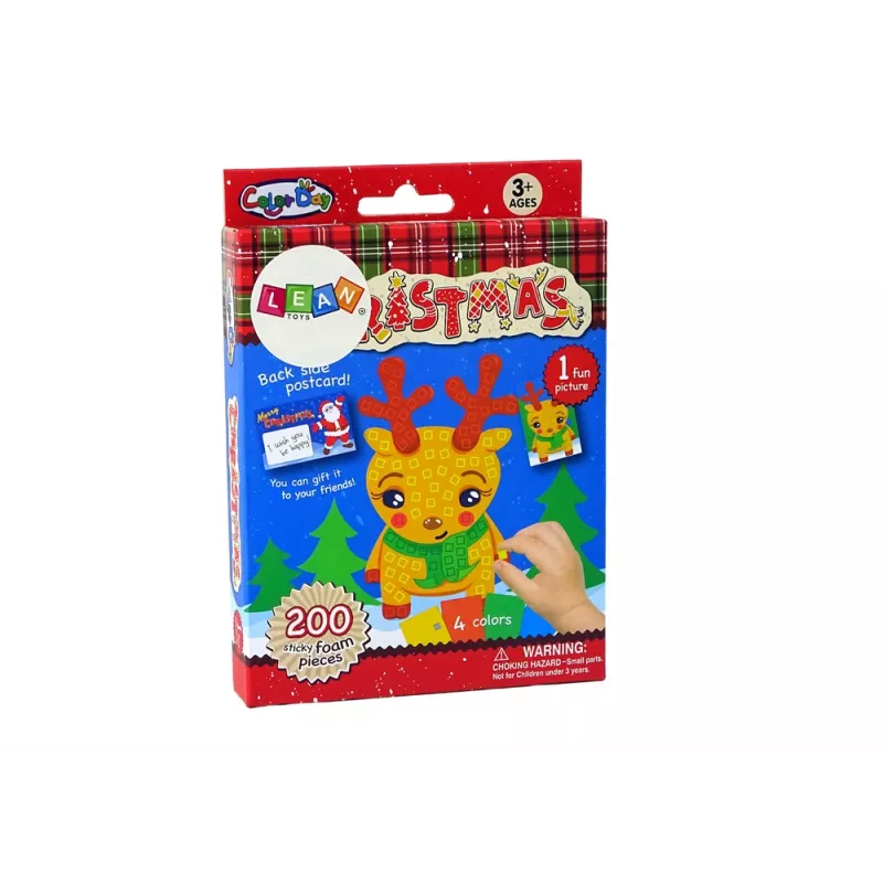 LEAN TOYS DIY Coloured Mosaic Christmas Reindeer Patching Set
