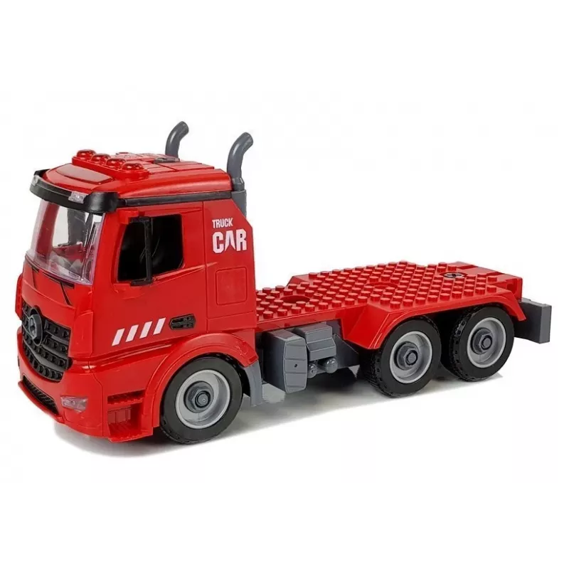 LEAN TOYS DIY Feuerwehrauto 2in1 Bausatz mit abnehmbarer Leiter, Schraubendreher, Sound- und Lichteffekten, Helm