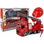 LEAN TOYS DIY Feuerwehrauto 2in1 Bausatz mit abnehmbarer Leiter, Schraubendreher, Sound- und Lichteffekten, Helm