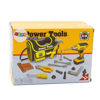 LEAN TOYS DIY Kit Werkzeugtasche für Akku-Bohrschrauber, 600D Polyester, Schwarz mit roten Akzenten