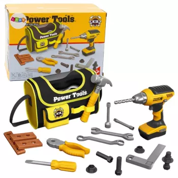 LEAN TOYS DIY Kit Werkzeugtasche für Akku-Bohrschrauber, 600D Polyester, Schwarz mit roten Akzenten