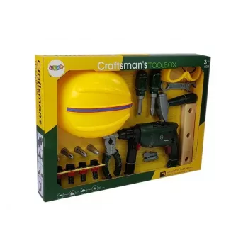 LEAN TOYS DIY Set Akku-Bohrer, Schutzbrille und Helm