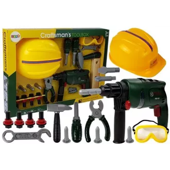 LEAN TOYS DIY Set Akku-Bohrer, Schutzbrille und Helm