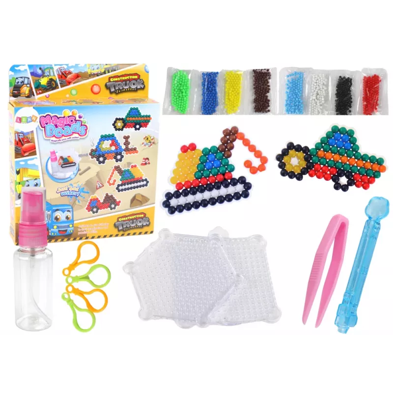 LEAN TOYS DIY Water Beads Set Magic Beads 8 Colors Construction Vehicles