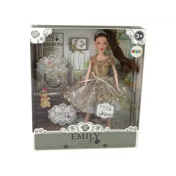 LEAN TOYS Puppe für Kinder Emily mit Hund Langhaar