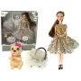 LEAN TOYS Puppe für Kinder Emily mit Hund Langhaar