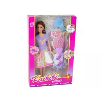 LEAN TOYS Puppe mit langen Haaren und Malkleid
