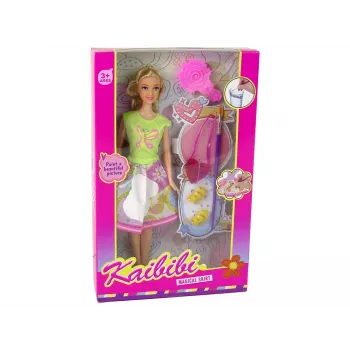 LEAN TOYS Puppe mit langen Haaren und Mal-Kleid