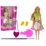 LEAN TOYS Puppe mit langen Haaren und Mal-Kleid
