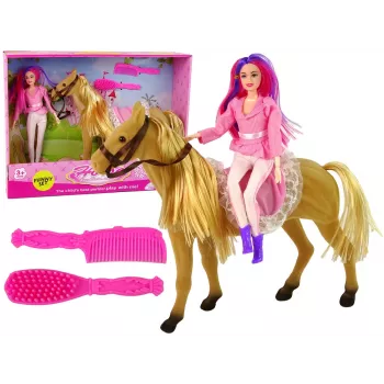 LEAN TOYS Reiterpuppe mit braunem Pony