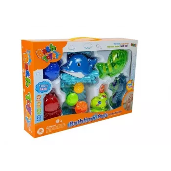 LEAN TOYS Delfin-Badeset Meerestiere Plastik-Wasserfall