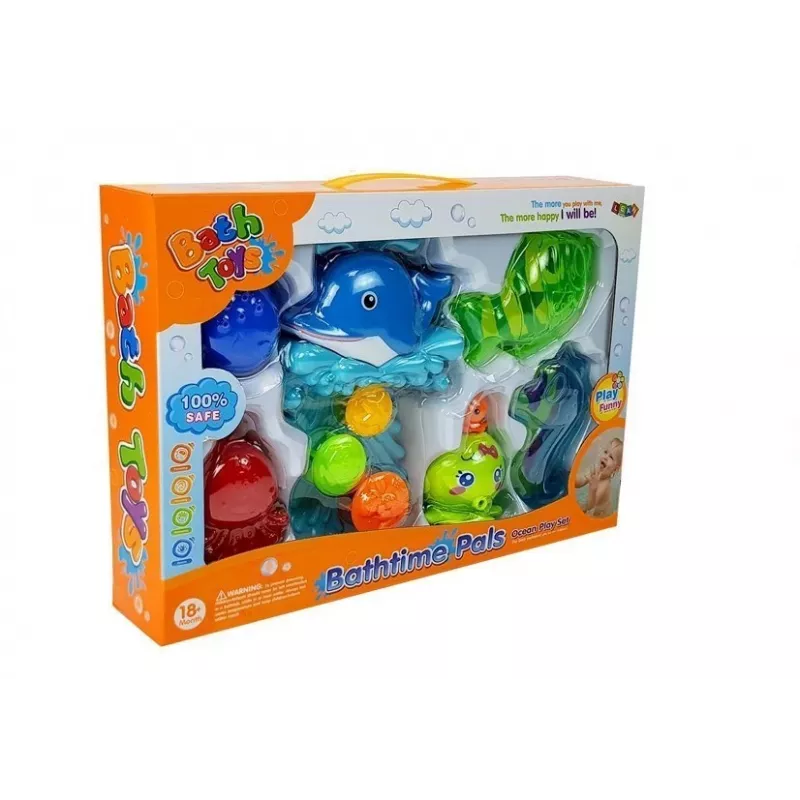 LEAN TOYS Delfin-Badeset Meerestiere Plastik-Wasserfall