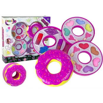 LEAN TOYS Donut Lidschatten-Lippenstift-Palette für Kinder