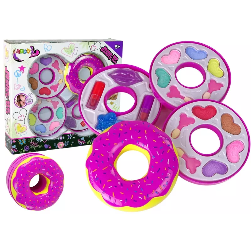 LEAN TOYS Donut Lidschatten-Lippenstift-Palette für Kinder