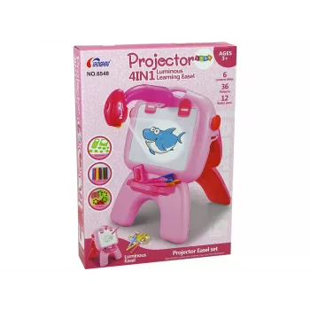 LEAN TOYS Doppelseitige Tafel Kreidestifte Ständer Projektor Bilder Pink