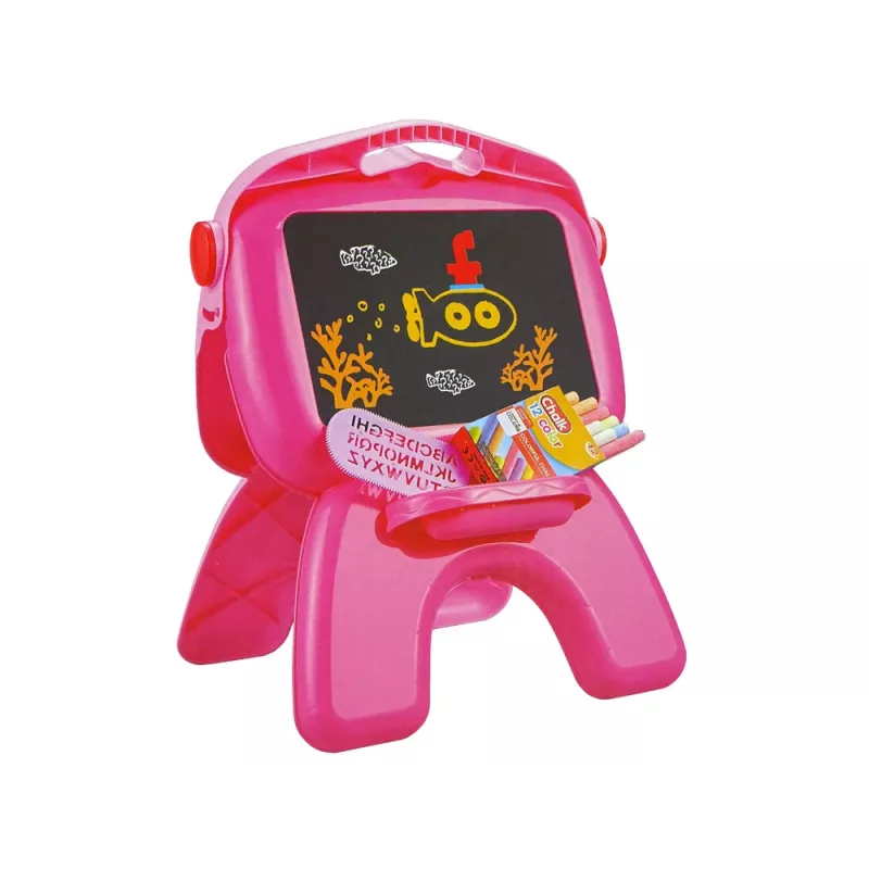 LEAN TOYS Doppelseitige Tafel Kreidestifte Ständer Projektor Bilder Pink
