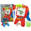 LEAN TOYS Doppelseitige Tafel mit Kreidestiften, Ständer und Projektor für Bilder, Rot