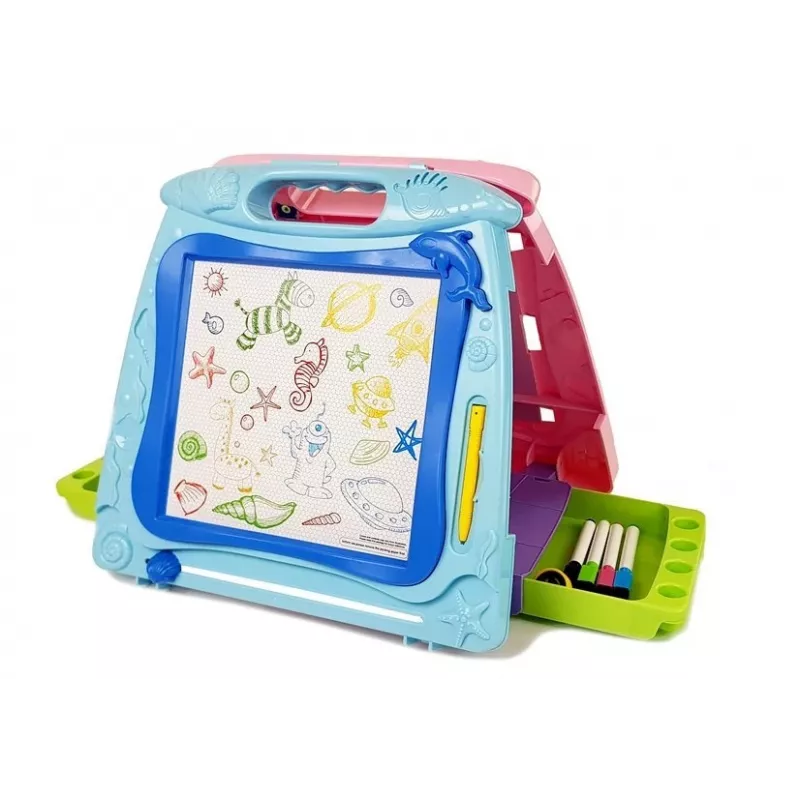 LEAN TOYS Doppelseitige Zeichentafel mit Markern und Magneten