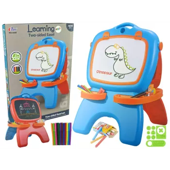 LEAN TOYS Doppelseitige magnetische Kreidetafel mit blauen und roten Vorlagen