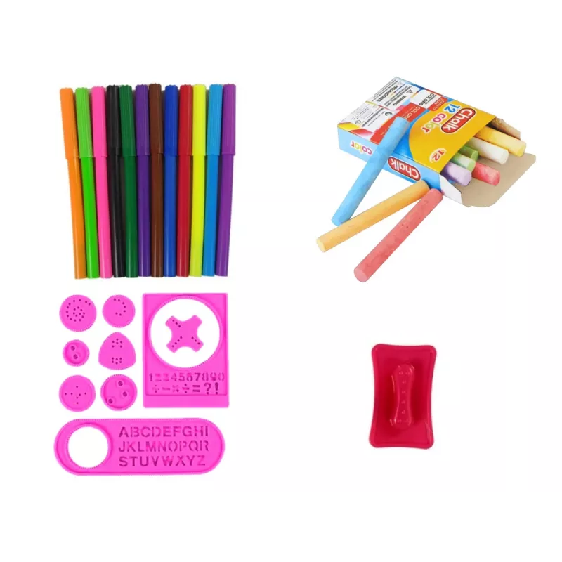 LEAN TOYS Doppelseitige magnetische Kreidetafel Pink Vorlagen