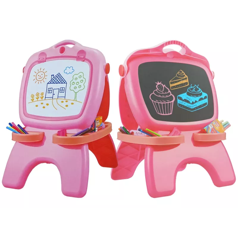 LEAN TOYS Doppelseitige magnetische Kreidetafel Pink Vorlagen