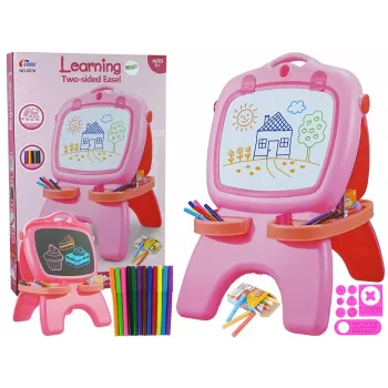 LEAN TOYS Doppelseitige magnetische Kreidetafel Pink Vorlagen