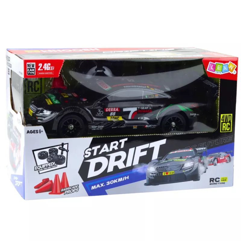 LEAN TOYS Drift Car RC Schwarz Carbon 30 km/h 1:16