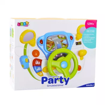 LEAN TOYS Fahrsimulator Pädagogisches Lenkrad mit interaktiven Geräuschen und Lichtern