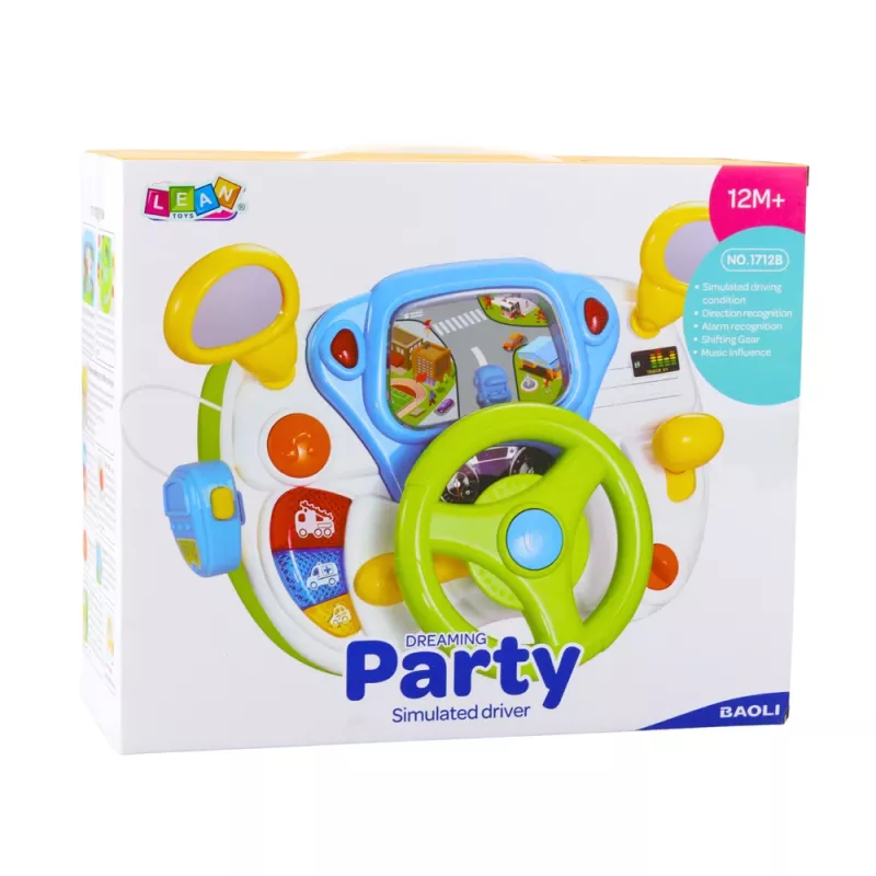 LEAN TOYS Fahrsimulator Pädagogisches Lenkrad mit interaktiven Geräuschen und Lichtern