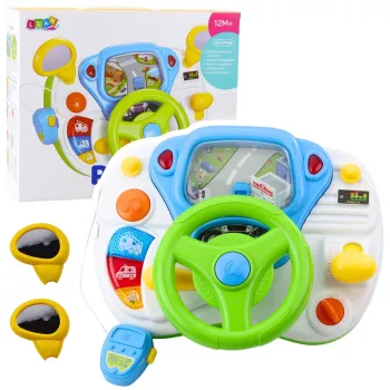 LEAN TOYS Fahrsimulator Pädagogisches Lenkrad mit interaktiven Geräuschen und Lichtern