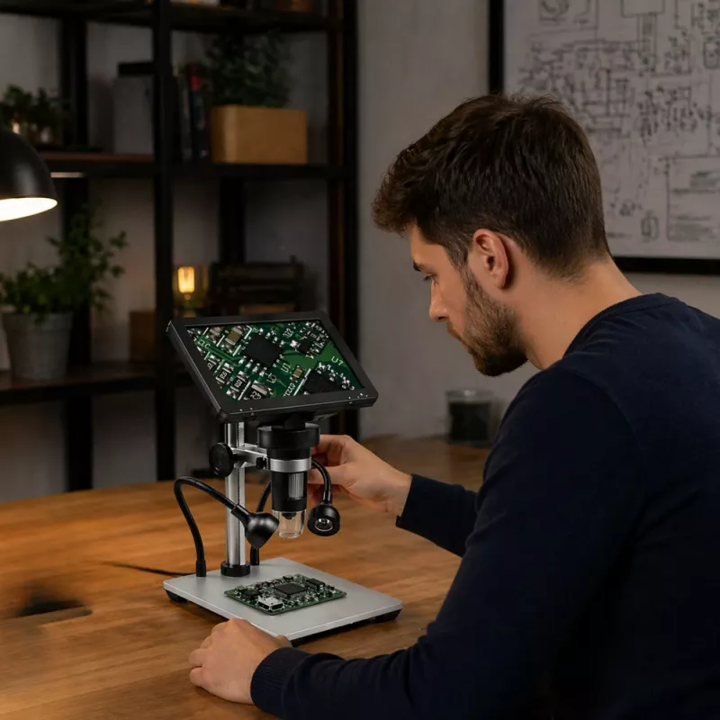 LEAN TOYS Pädagogisches Digitalmikroskop Fernbedienung Kabelgebunden 1200X LCD 7 Zoll HD Kamera