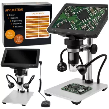 LEAN TOYS Pädagogisches Digitalmikroskop Fernbedienung Kabelgebunden 1200X LCD 7 Zoll HD Kamera