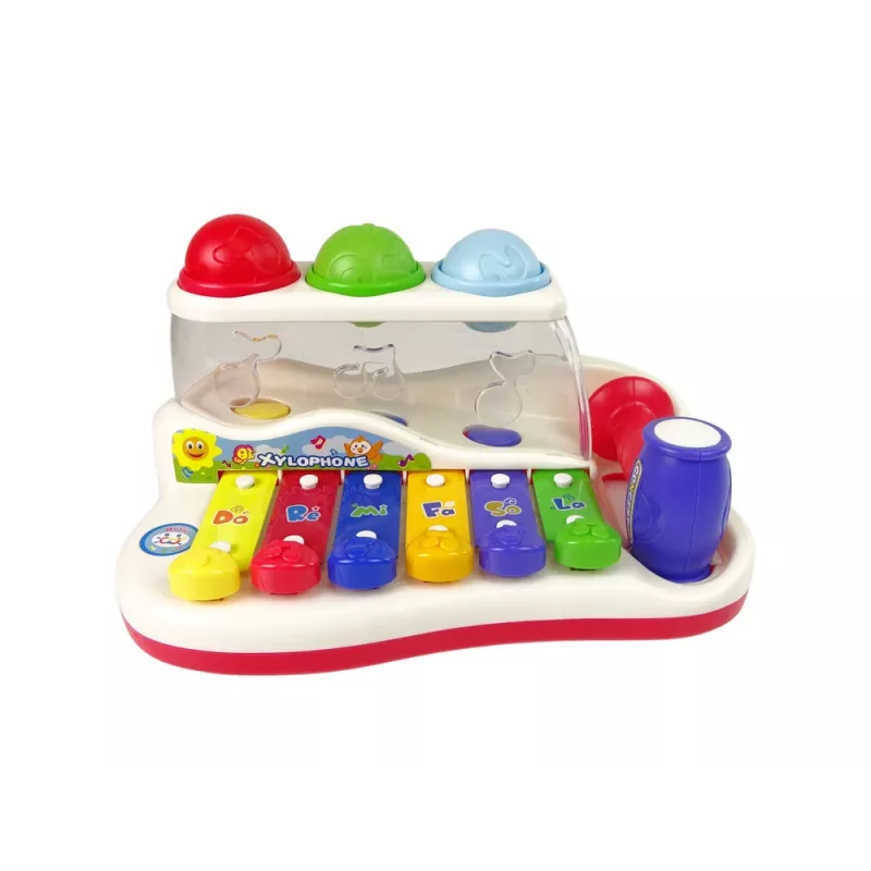 LEAN TOYS Pädagogisches Hackbrett für Kleinkinder mit Hammer und bunten Bällen