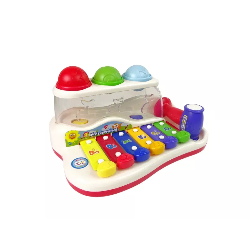 LEAN TOYS Pädagogisches Hackbrett für Kleinkinder mit Hammer und bunten Bällen