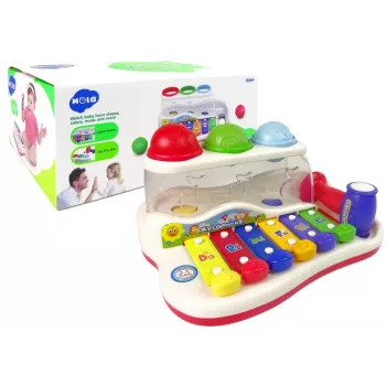 LEAN TOYS Pädagogisches Hackbrett für Kleinkinder mit Hammer und bunten Bällen