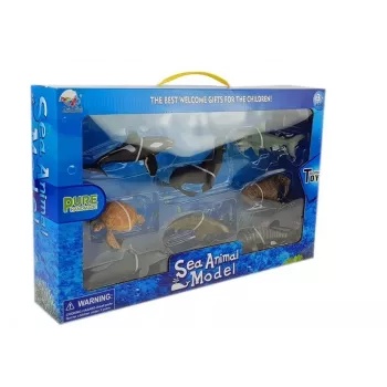 LEAN TOYS Lernfiguren Meerestiere 8-teilig Haie Robbe Delfin Walross Schildkröte