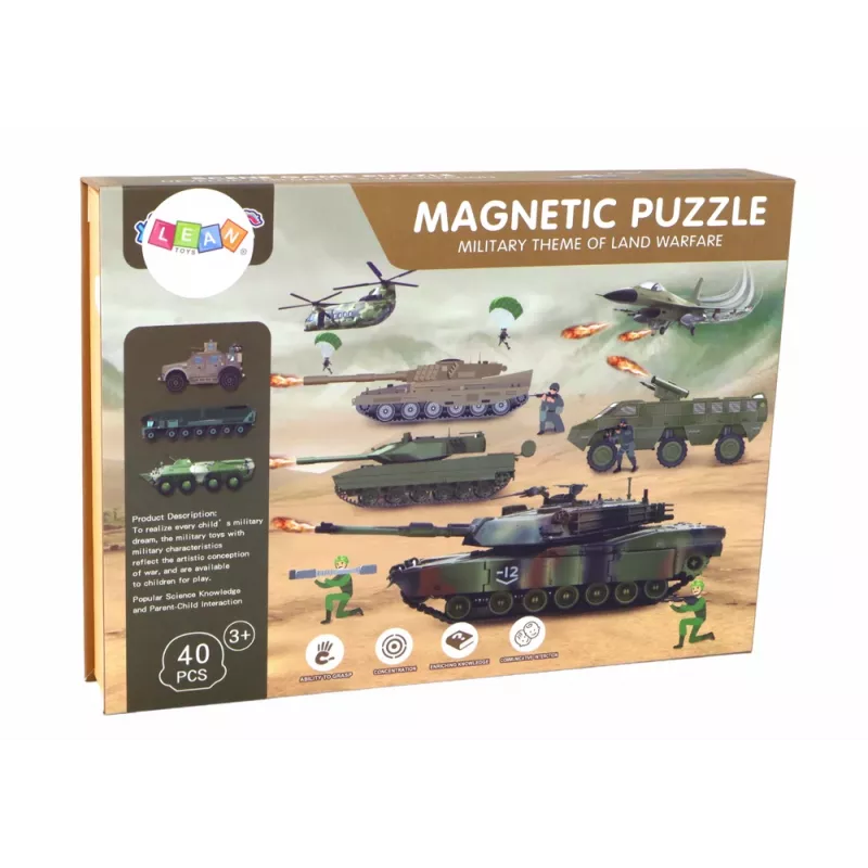 LEAN TOYS Pädagogisches Magnetpuzzle-Set - Landkriegs-Thema