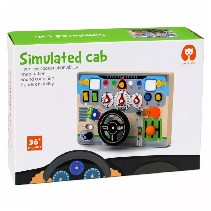 LEAN TOYS Pädagogisches Manipulationsbrett Simulator Lenkrad Lichter Geräusche