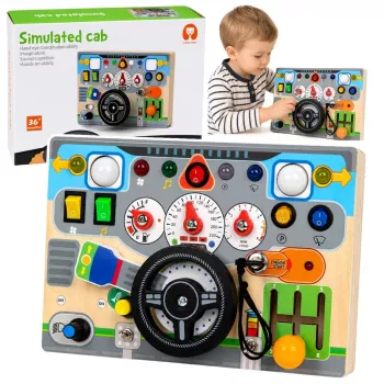 LEAN TOYS Pädagogisches Manipulationsbrett Simulator Lenkrad Lichter Geräusche