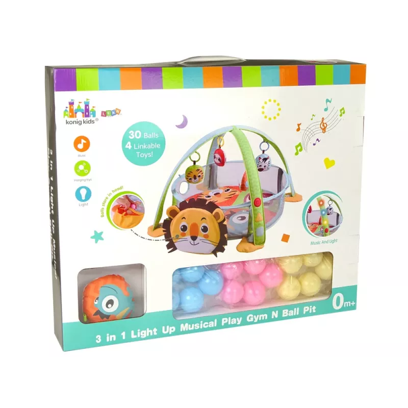 LEAN TOYS Lernmatte Löwen-Laufstall mit Bällen für Babys