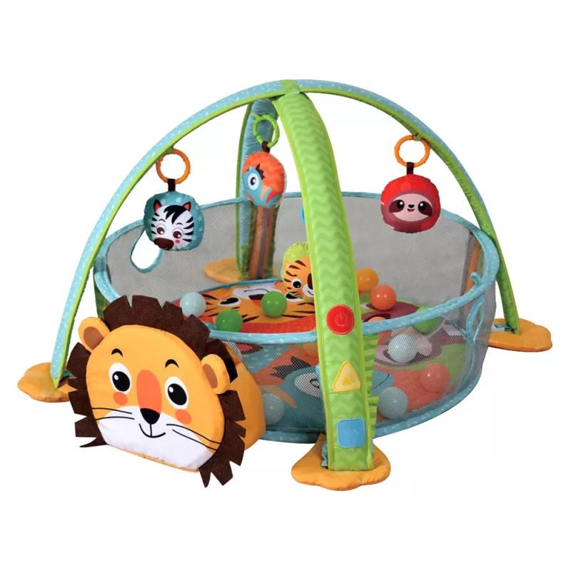 LEAN TOYS Lernmatte Löwen-Laufstall mit Bällen für Babys